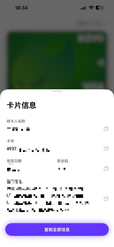 SAVO 卡片信息页面截图一