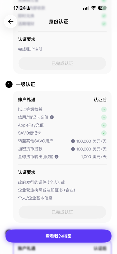 SAVO 证件提交截图
